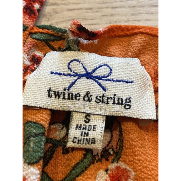Twine and String Multi Color Flower Print Blouse Kimono Sleeve Size Small Orange - Picture 3 of 4